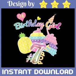 Birthday girl 7 years old pop it unicorn PNG, girl pop it birthday gift, Pop It Birthday Png, Fidget Toy Colorful, Happy