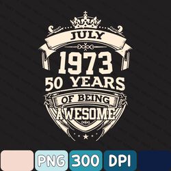 Men Born In 1973 July 50th Birthday Party Png, Vintage Made In 1973 July 50 Years Of Being Awesome Birthday Png