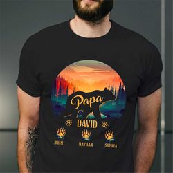 personalized papa bear shirt, dad paw shirt, papa bear with kids names custom shirt, papa shirt, gift for papa, dad birt