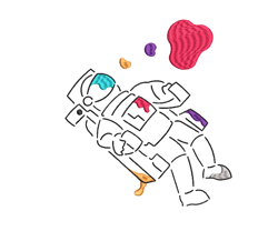 Spaceman Embroidery Line Art Design - Space Embroidery Pattern - Simple Embroidery Design