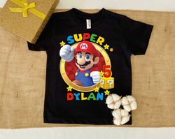 Custom Super Mario Birthday Shirt, Personalize Super Mario Family shirts, Super Mario Birthday Party T-Shirt