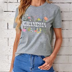 personalized gifts for grandma, wildflowers grandma and grandkids t-shirt, grandma floral shirt, grandmother shirt, cust