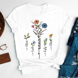 Personalized Nana T-Shirt, Grandma Shirt Wildflower with Grandkid names, Mimi Nana Tee Shirt, Mothers Day Shirt, Gift Fo