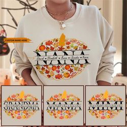 Personalized Grandma Shirt, Halloween Gift For Nana, Grandma and Grandkids Pumpkin TShirt, Kids Name Shirt, Gift For Mim