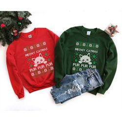 Custom Photo Ugly Christmas Sweater, Meow Christmas Sweatshirt, Custom Cat Hoodie, Ugly Shirt, Best Xmas Gift, Xmas Tee,