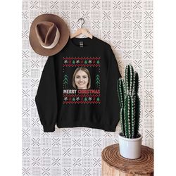 Custom Photo Ugly Sweater, Christmas Ugly Sweatshirt, Custom Face Shirt, Personalized Text T-Shirt, Holiday Gift Women