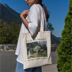 Claude Monet Women In The Garden Tote Bag-aesthetic tote bag,artsy tote bag,art tote bag,aesthetic tote,monet tote,monet