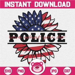 Police Love What You Do American Flag Sunflower SVG Preschool Teacher Sunflower svg 4th of July Patriotic Distressed Fla