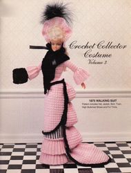 Barbie Gown Crochet pattern - 1875 Walking Suit - Vintage patterns dolls clothes Digital PDF