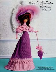 Barbie doll Gown Crochet pattern - early 20th century Promenade Dress - Vintage patterns dolls clothes Digital PDF