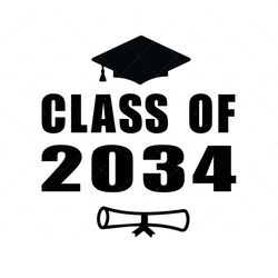 Class of 2034 SVG, PNG, PDF, Class of SVG, Graduation Cap SVG