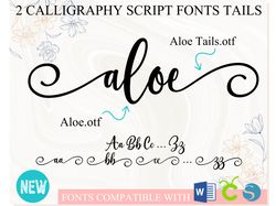 Aloe Font with Tails | Romantic Fonts, Script Fonts, Beautiful Fonts, Cursive Font, Handwritten Font, Wedding font