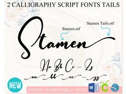 Stamen Font with Tails | Cursive font Calligraphy font Script font Handwritten font Wedding font for Cricut Word | OTF