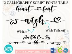 Wish Font with Hearts | Cursive Font, Valentines Day Font, Script Font, Handwritten Font, Wedding Font for Cricut Word