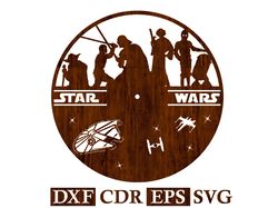 Wall Clock Star Wars Vector file  for CNC Laser, Router, Plasma, Cricut | CNC | Laser Star Wars Svg Dxf Cdr Eps Vector