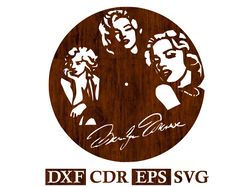 Wall Clock Marilyn Vector file for CNC Laser, Router, Plasma, Cricut | CNC | Laser Marilyn File Dxf Cdr Eps Svg Vector