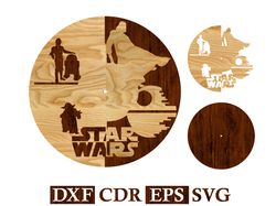 Wall Clock Star Wars Vector file for Cricut CNC Laser, Router, Plasma, | CNC | Star Wars File Svg Dxf Cdr Eps Vector