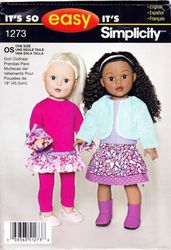 Simplicity 1273 - 18 inch (45.5 cm) doll clothes sewing patterns - Vintage pattern PDF Instant download