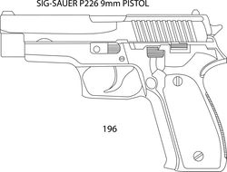 SIG- SAUER P226mm pistol  line art VECTOR FILE Black white vector outline or line art file