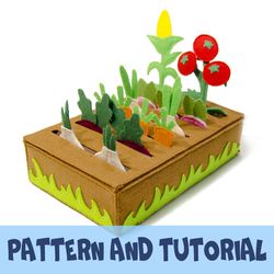 Felt vegetable garden, Pattern and Tutorial, PDF and SVG