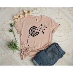 Dandelion Heart Shirt, Wildflower Shirt, Wildflower Shirt, Dandelion Shirt For Valentines Day, Wildflower Shirt, Blossom