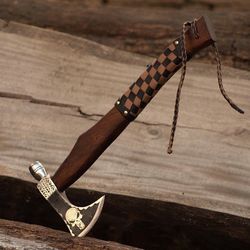 Handcrafted Engraved Viking Axe with Ash Wood Handle - A Symbol of Power and Tradition