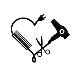 Hair Dresser Heart made of tools SVG, PNG, PDF, Hairdresser Heart svg, Hairstylist gift svg
