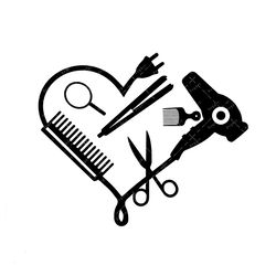 Hair Dresser Heart made of tools SVG, PNG, PDF, Hairdresser Heart svg