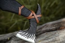 Handmade carbon steel beautiful axe with black rose wood handle. Best premium outdoors axe. Battle ready axe.