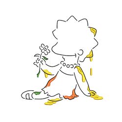 Simpsons Embroidery Line Art Design - Lisa Simpson Embroidery Pattern - Cartoon Machine Embroidery Design