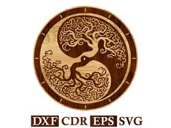 Wall Clock Yin Yang Tree Vector file for CNC Laser, Router, Plasma, Cricut | CNC | Laser File Dxf Cdr Eps Svg Vector
