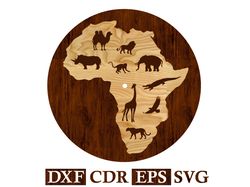 Wall Clock African animals Vector file for CNC Laser, Router, Plasma, Cricut | CNC | Laser Cutting File Dxf Cdr Eps Svg