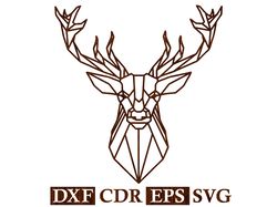 Wall Art Head Deer Geometric Animal vector for CNC laser SVG Dxf, CNC router. Laser cut file vector Deer model wall