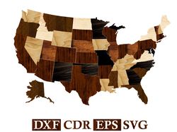 Puzzle USA Map vector for CNC laser, CNC router. Laser cut file vector USA Map model wood wall USA Map cut model svg dxf