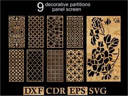 9 decorative ornament lattice vector laser cut file dxf, cdr, eps, svg vector / pattern panel templates vector cnc