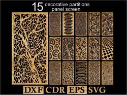 15 decorative ornament lattice vector dxf, cdr, eps, svg vector / pattern panel templates vector / cnc / laser cut file