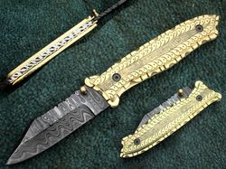 Hand Forged Folding Knife , Superior Hand Made Damascus Steel Folding Knife