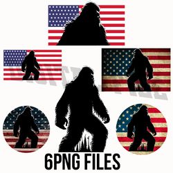 Bigfoot on the Background of the Flag of America Vector Digital File  6 PNG fileS