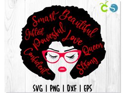 African American Woman Queen svg, Black woman svg, Beautiful svg, Earrings svg, Afro woman svg, Strong svg, Powerful svg