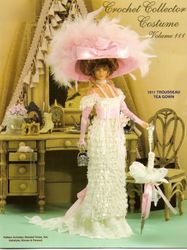 Barbie Doll clothes Crochet patterns - 1911 trousseau tea gown - Collector Costume Vintage pattern Digital PDF