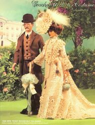 Barbie Doll clothes Crochet patterns - 1906 Mrs Teddy Roosevelt Tea Gown - Collector Costume Vintage pattern Digital PDF