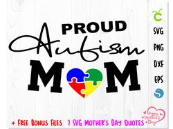 Autism Proud Mom SVG, Autism SVG, Autism Awareness svg, Autism heart SVG, Puzzle Piece Heart svg, Autism Mom svg