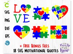 AUTISM SVG BUNDLE, Autism Puzzle SVG bundle, Autism puzzle vector file, Autism puzzle heart SVG, Autism cut file cricut