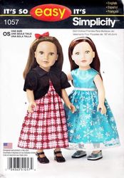 Simplicity 1057 - 18 inch (45.5 cm) doll clothes sewing patterns - Vintage pattern PDF Instant download
