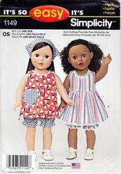 Simplicity 1149 - 18 inch (45.5 cm) doll clothes sewing patterns - Vintage pattern PDF Instant download
