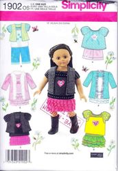 Simplicity 1902 - 18 inch (45.5 cm) doll clothes sewing patterns - Vintage pattern PDF Instant download