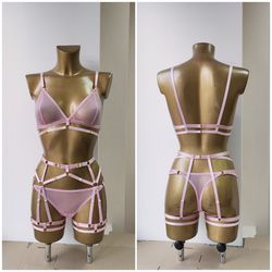 Pink mesh women lingerie set Ravenna