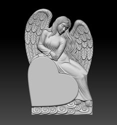 3D STL Model for CNC file Tombstone Angel and heart