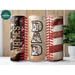 Baseball Dad American Flag Tumbler for Dad for Father's Day, Baseball Game Day Tumbler for Dad, New Dad Baseball Tumbler