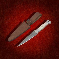 custom handmade knife damascu steel with leather sheath hand forged knife outdoor knife mk5121m gift